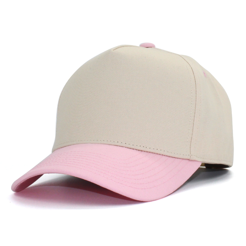 500 5 Panel Two-Tone Structured Snapback Cap Cream Light Pink