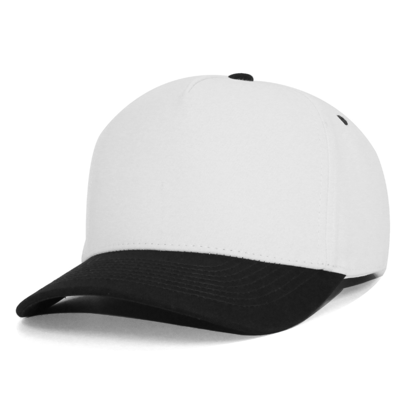 500 5 Panel Two-Tone Structured Snapback Cap White Black