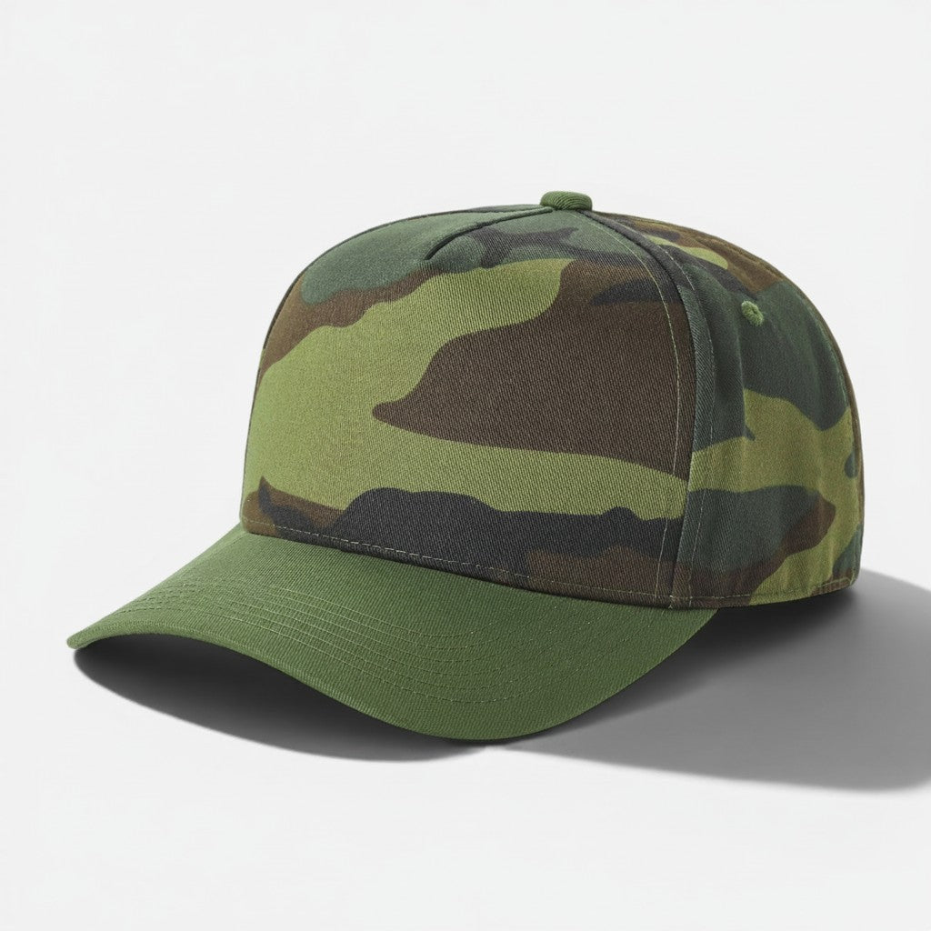 Camo Olive wholesale 5 panel camouflage blank adjustable cap for embroidery and custom printing