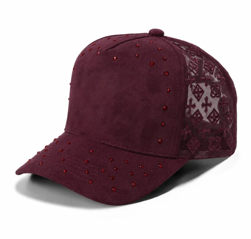 Procap 5021 5 Panel Distressed Baseball Cap Wine
