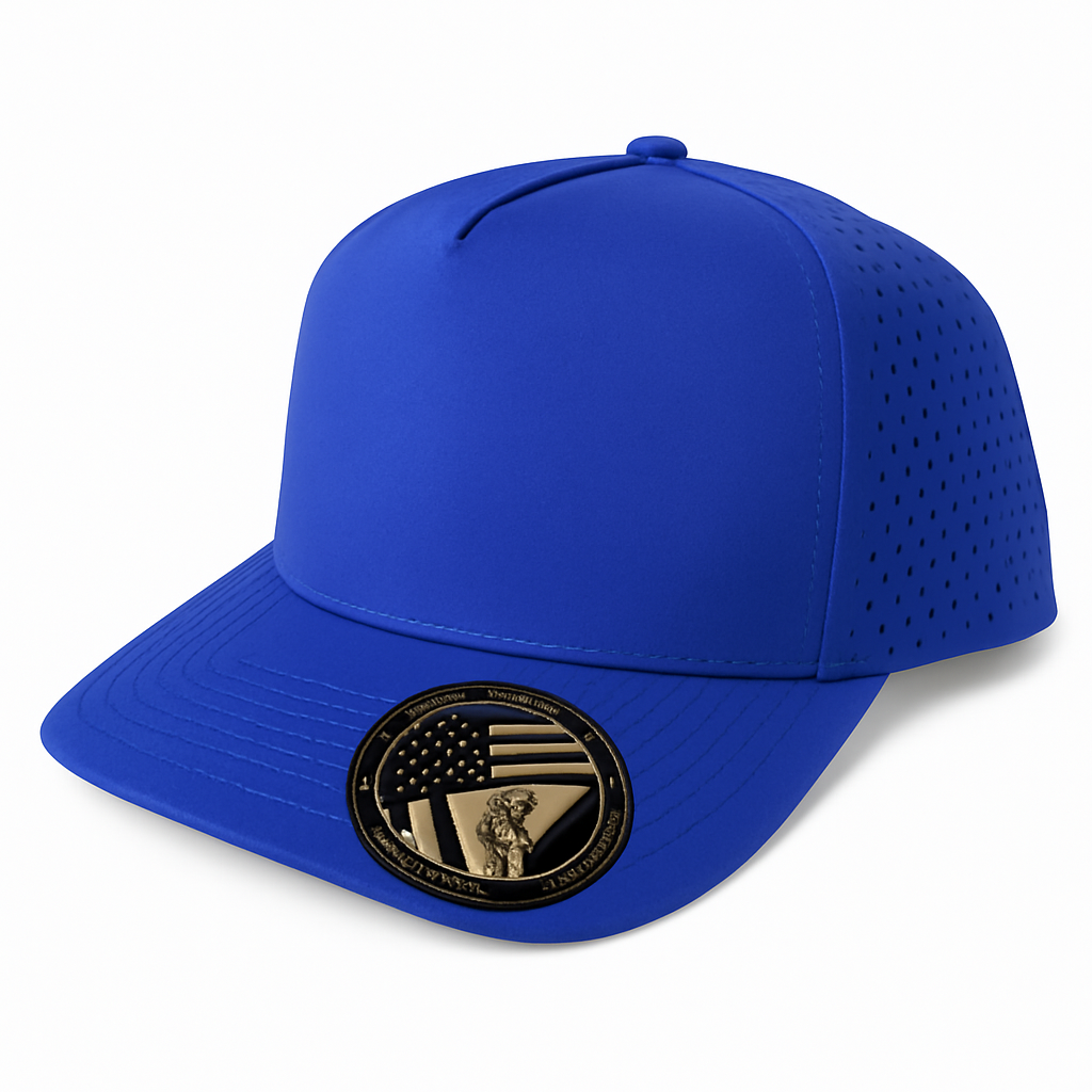 5 Panel Laser Perforated Cap Snapback #510 - Red wholesale blank hat