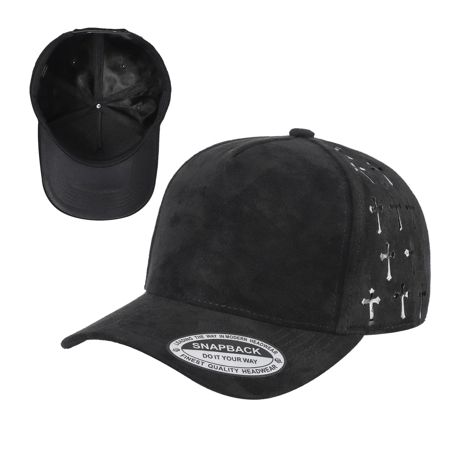 TC-5SSTG-PK3-5PANEL SUEDE CAP WITH SATIN GILDING DESIGN-3PCS/PACK