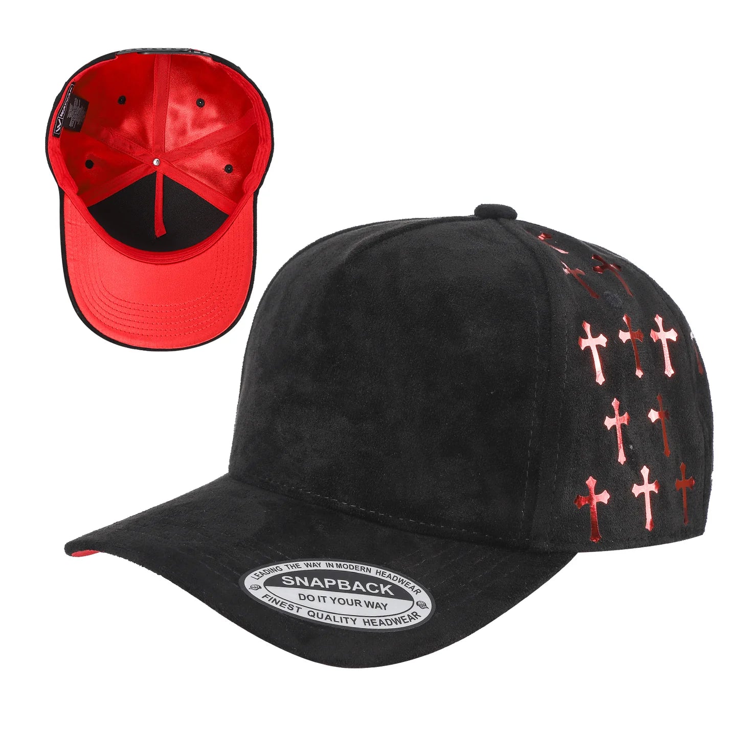 TC-5SSTG-PK3-5PANEL SUEDE CAP WITH SATIN GILDING DESIGN-3PCS/PACK