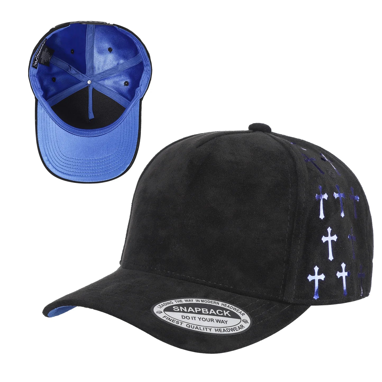 TC-5SSTG-PK3-5PANEL SUEDE CAP WITH SATIN GILDING DESIGN-3PCS/PACK