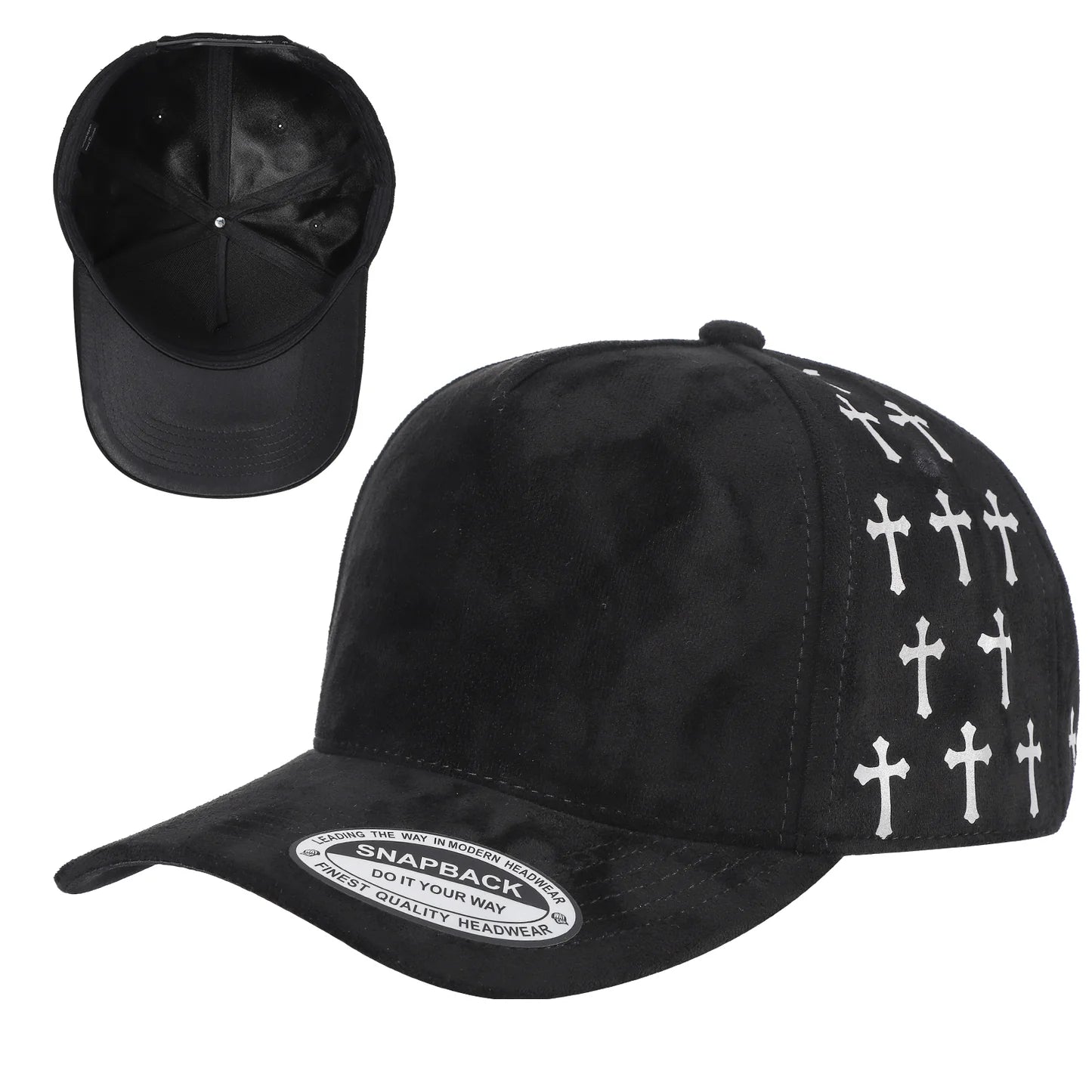 TC-5SSTG-PK3-5PANEL SUEDE CAP WITH SATIN GILDING DESIGN-3PCS/PACK