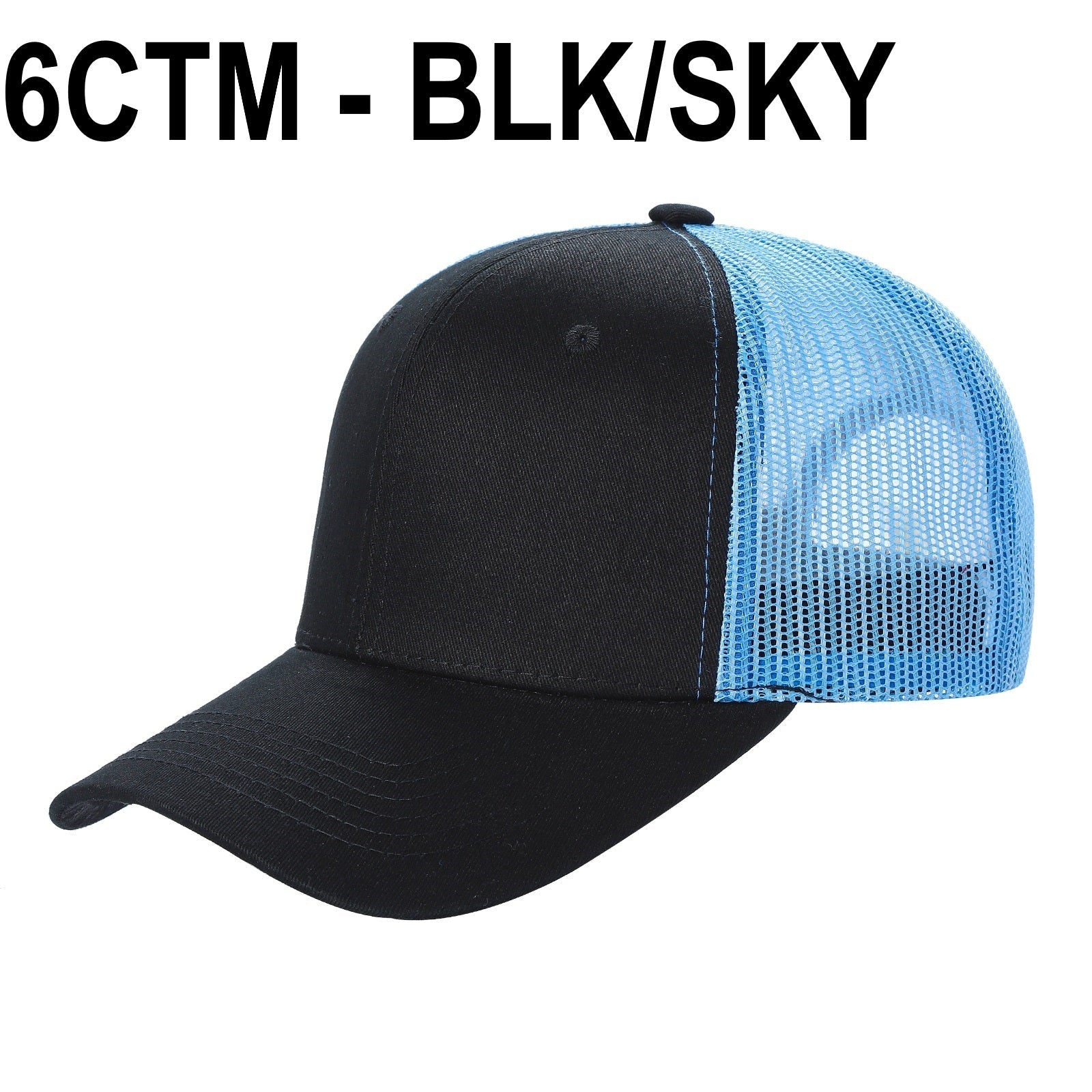 6CTM -SOLID 6 Panel Curve Trucker Mesh Hat