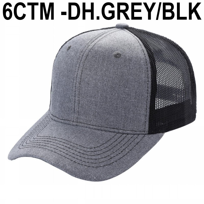 6CTM -SOLID 6 Panel Curve Trucker Mesh Hat