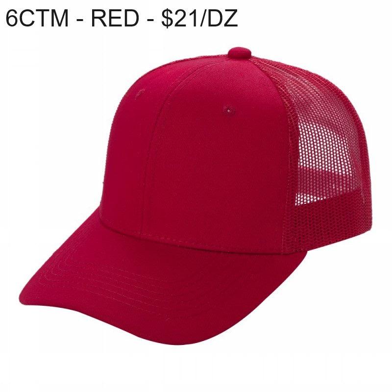 6CTM - 6 Panel Curve Trucker Mesh Solid Hat