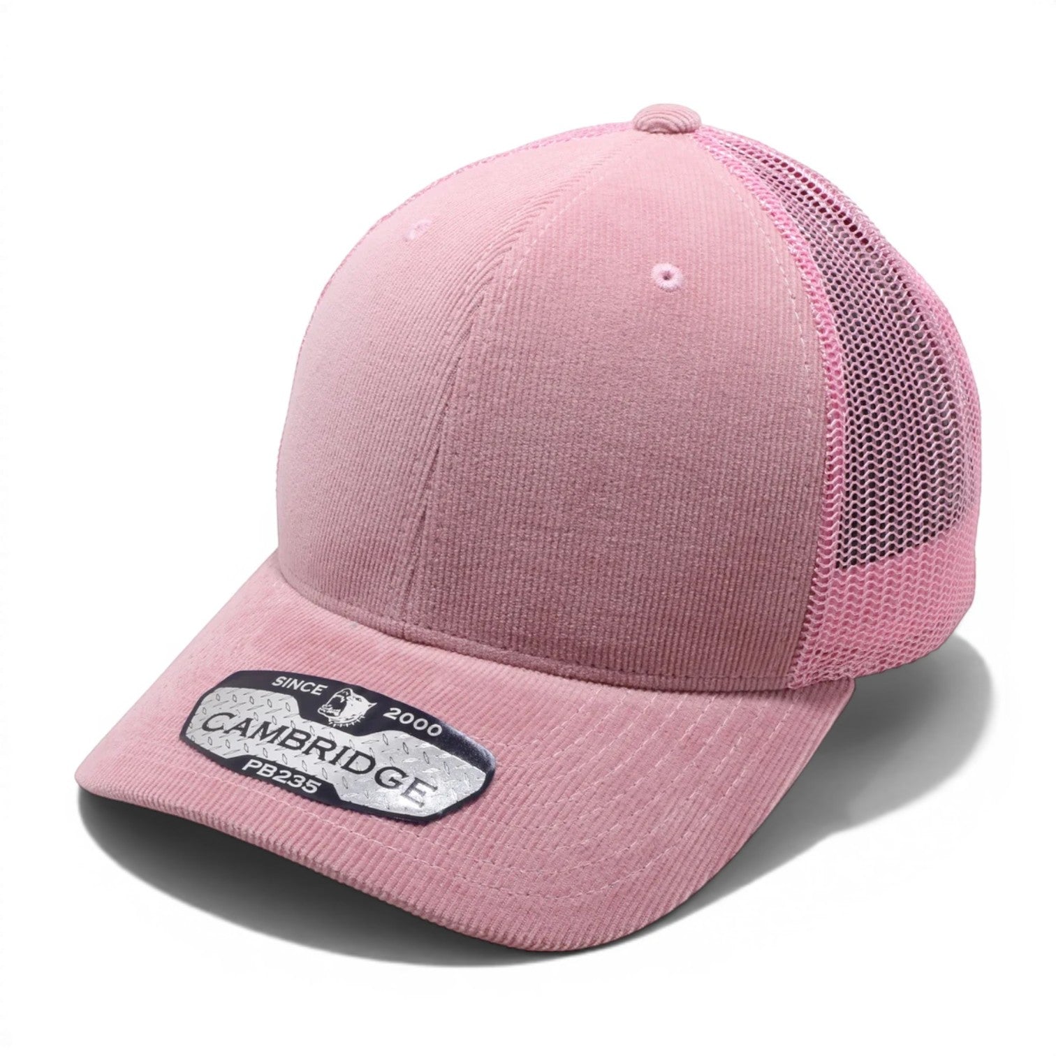 Pink PB235 6 panel corduroy mesh structured adjustable snapback blank cap for embroidery