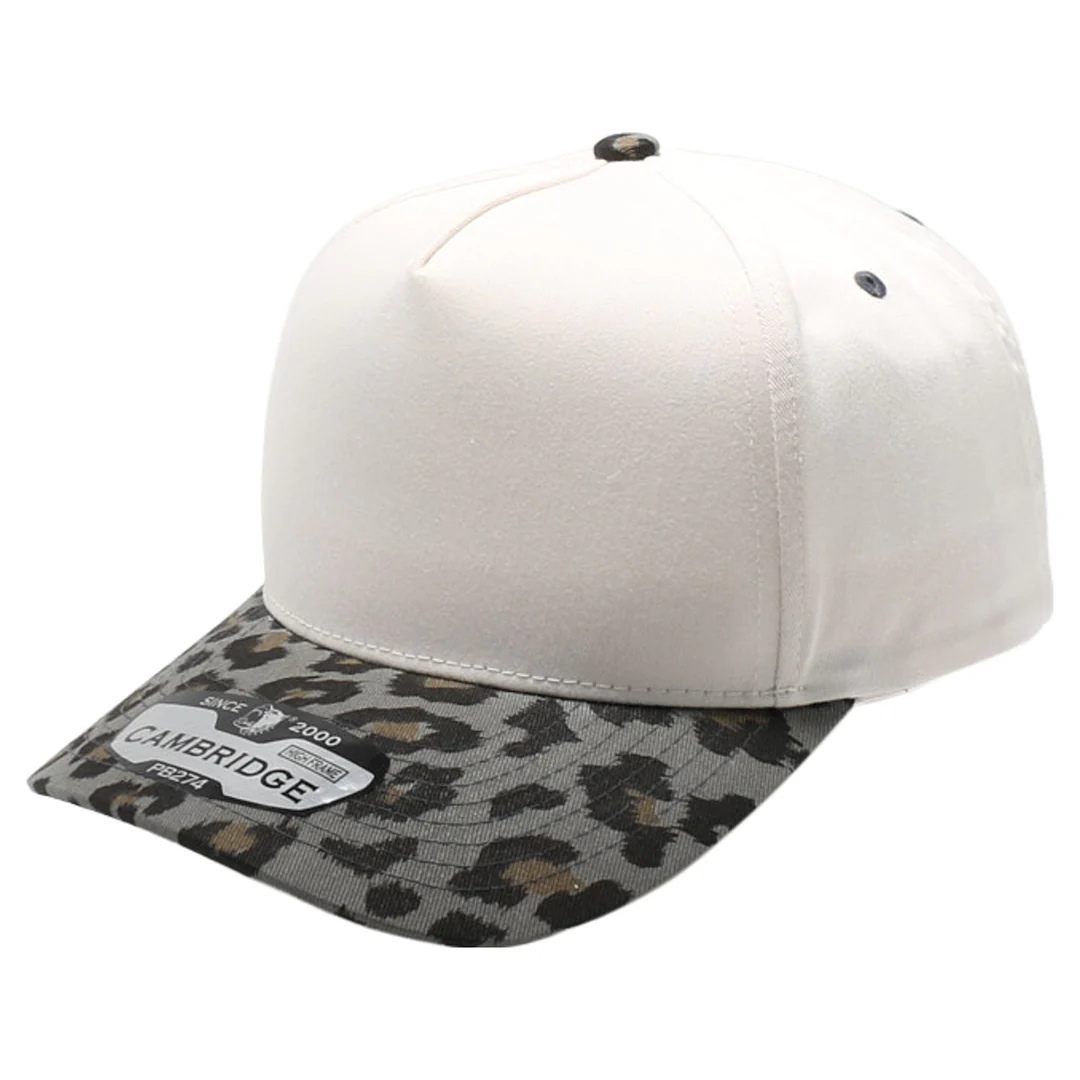 PB274L Leopard Bill Structured Snapback Cap Dark Grey