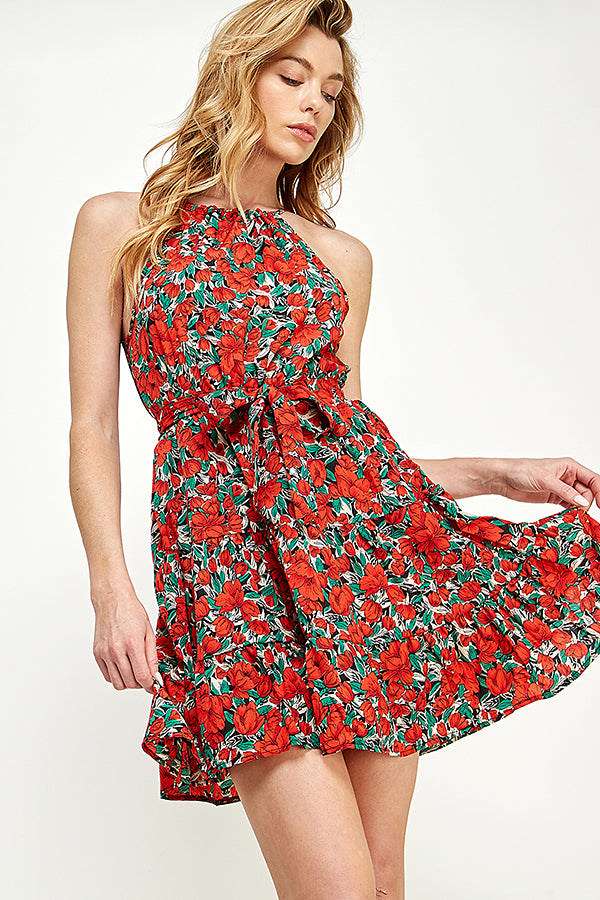 SD0165-(SMLXL:1111=4pcs)-Froral Midi Dress-$12
