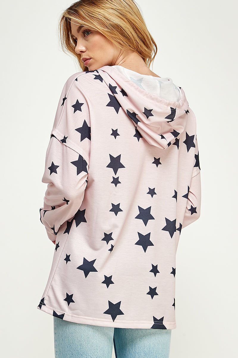 ST0181 Long Sleeve Zipper Hoodie Drawstring Top. | Burzip Inc #ST0181-LONG
