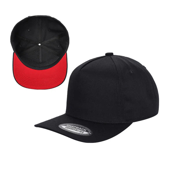 TCBLK - 5 Panel Black Color Snapback Baseball Cap