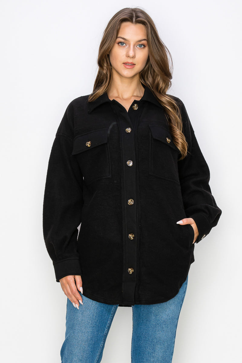 WK0022-1PC-FLEECE BUTTON DOWN OVERSIZED JACKET-$30 (TEST SAMPLE)
