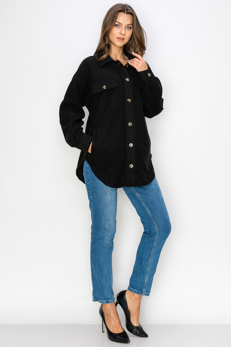 WK0022-1PC-FLEECE BUTTON DOWN OVERSIZED JACKET-$30 (TEST SAMPLE)