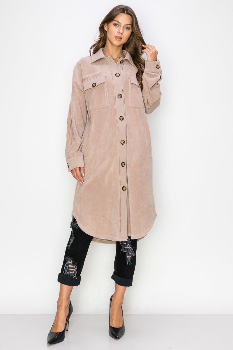 WK0029 PK3 Reverse Fleece Drop Sleeve Long Jacket | Burzip Inc #WK0029-PK3