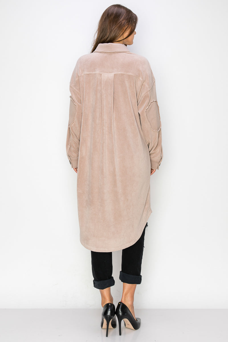 WK0029 PK3 Reverse Fleece Drop Sleeve Long Jacket | Burzip Inc #WK0029-PK3