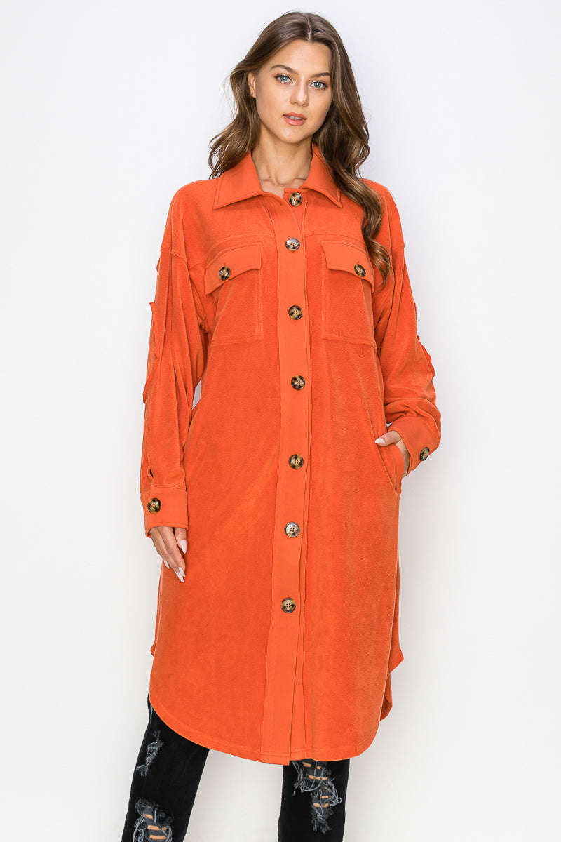 WK0029 PK3 Reverse Fleece Drop Sleeve Long Jacket | Burzip Inc #WK0029-PK3