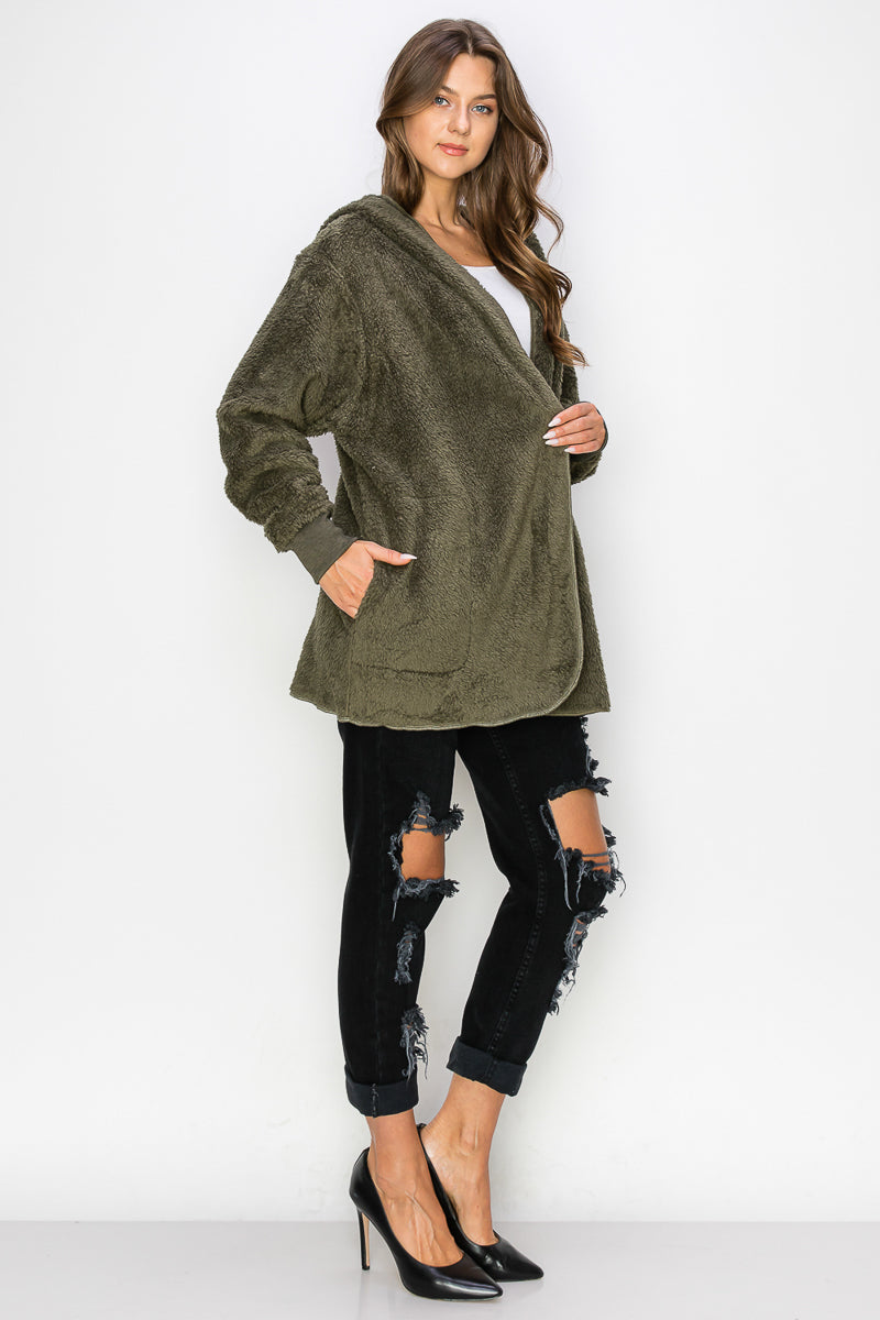 WK0042 PK3 Warm and Soft Fur Fabric Hoodie Jacket | Burzip Inc #WK0042-PK3