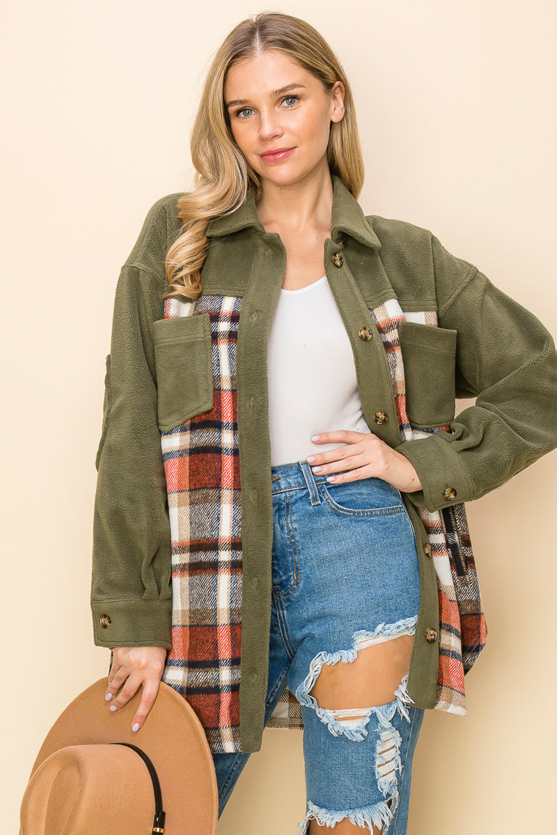 WK0044 PK3 Plaid Long Sleeve Shacket | Burzip Inc #WK0044-PK3
