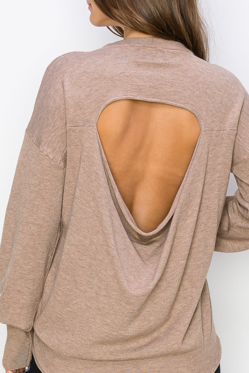 WT0001-WHOLESALE-CUTOUT DRAPED BACK PULLOVER (SMLXL)