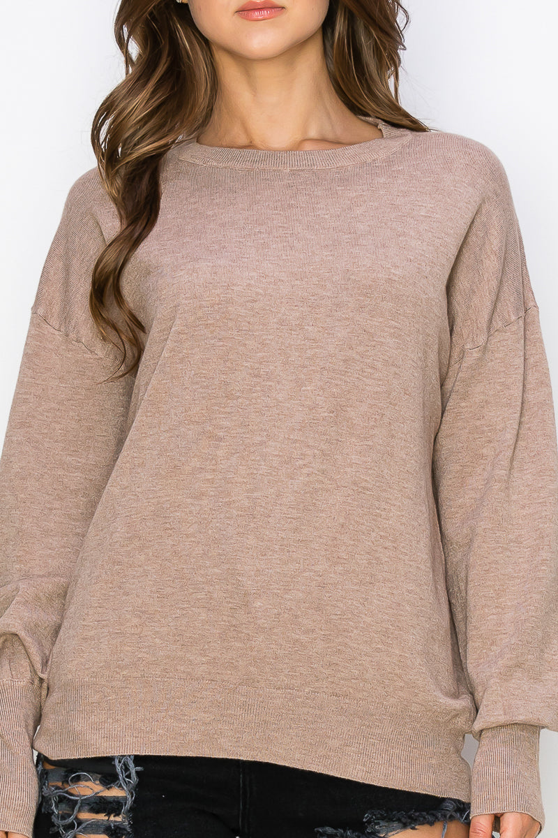 WT0001-WHOLESALE-CUTOUT DRAPED BACK PULLOVER (SMLXL)