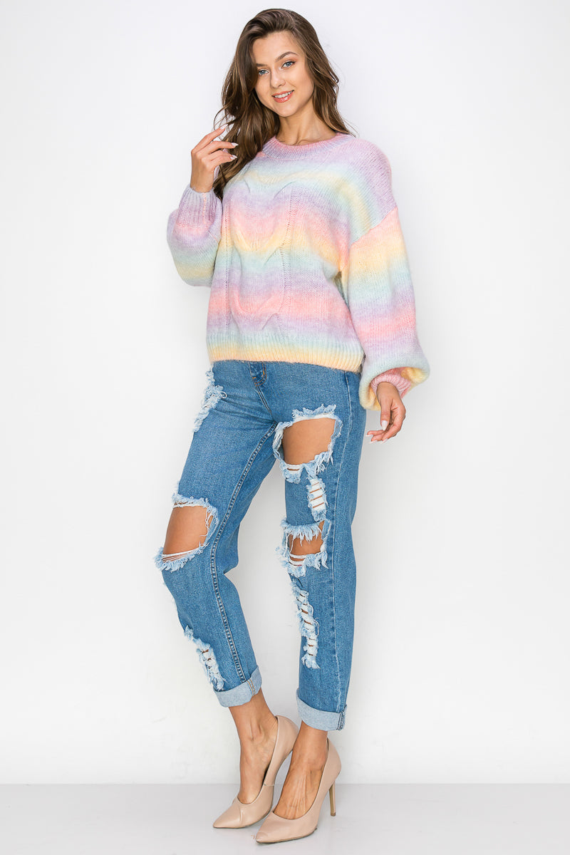 WT0008-PC-RAINBOW SWEATER TOP-$15/PC