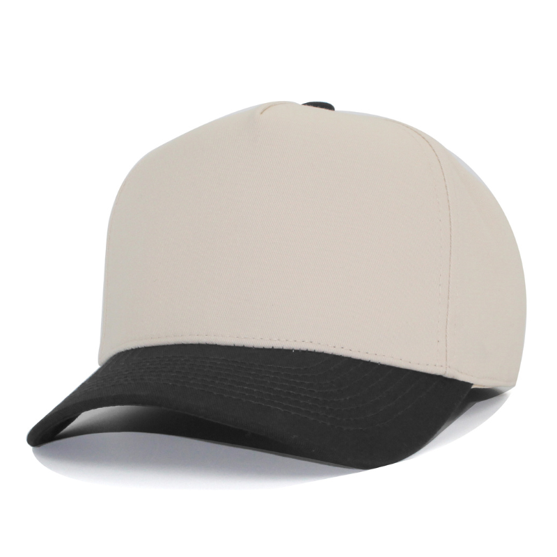 500 5 Panel Two-Tone Structured Snapback Cap Cream Black