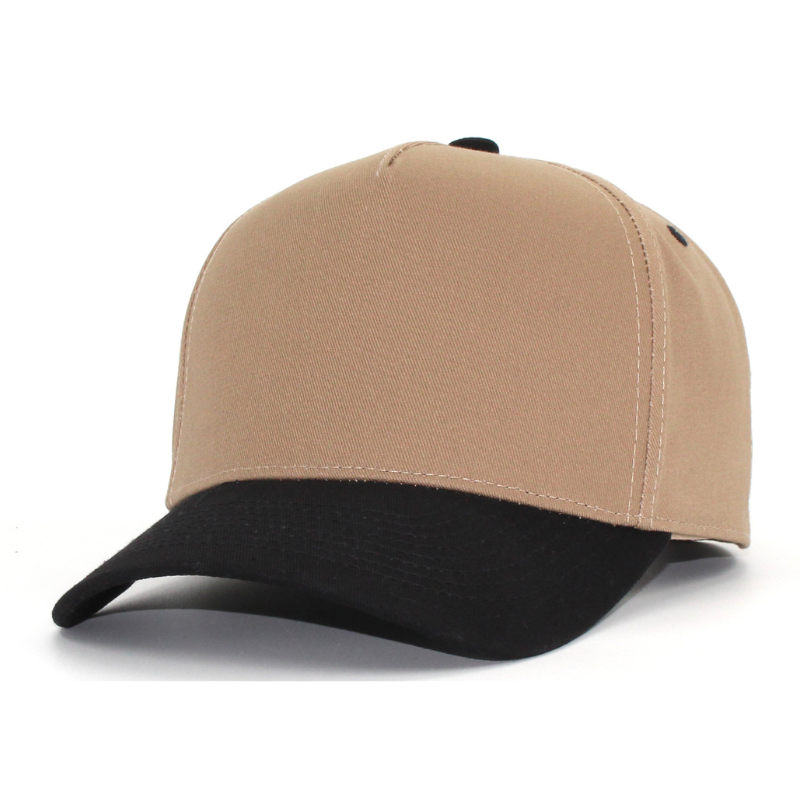 500 5 Panel Two-Tone Structured Snapback Cap Khaki Black