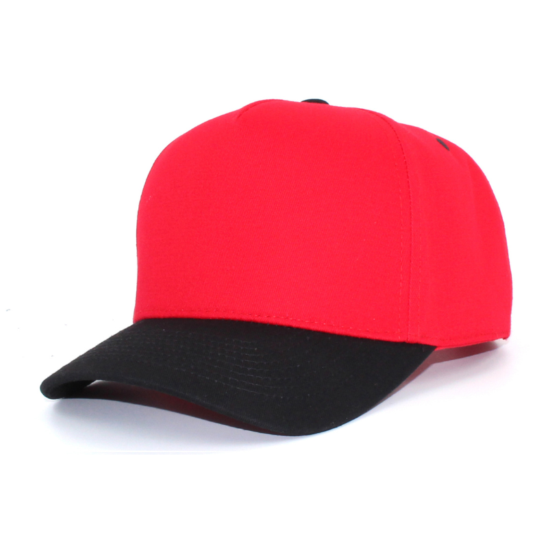 500 5 Panel Two-Tone Structured Snapback Cap Red Black