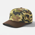 Wood Camo / Brown wholesale 5 panel camouflage blank adjustable cap for embroidery and custom printing