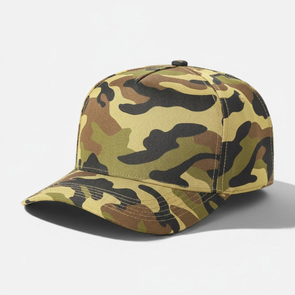 Wood Camo wholesale 5 panel camouflage blank adjustable cap for embroidery and custom printing