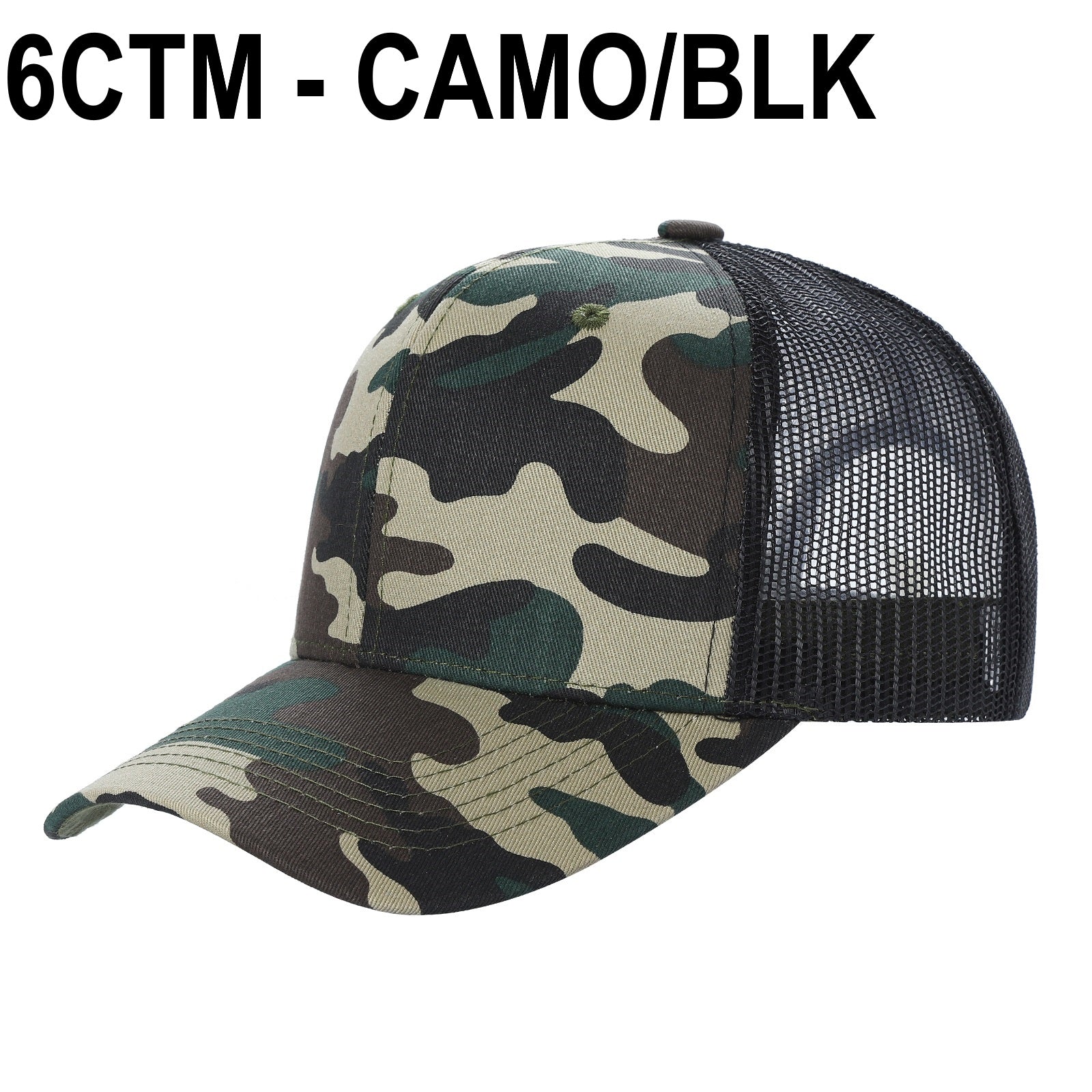 6CTM -SOLID 6 Panel Curve Trucker Mesh Hat