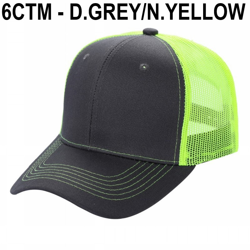 6CTM -SOLID 6 Panel Curve Trucker Mesh Hat