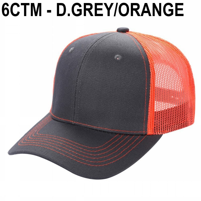 6CTM -SOLID 6 Panel Curve Trucker Mesh Hat