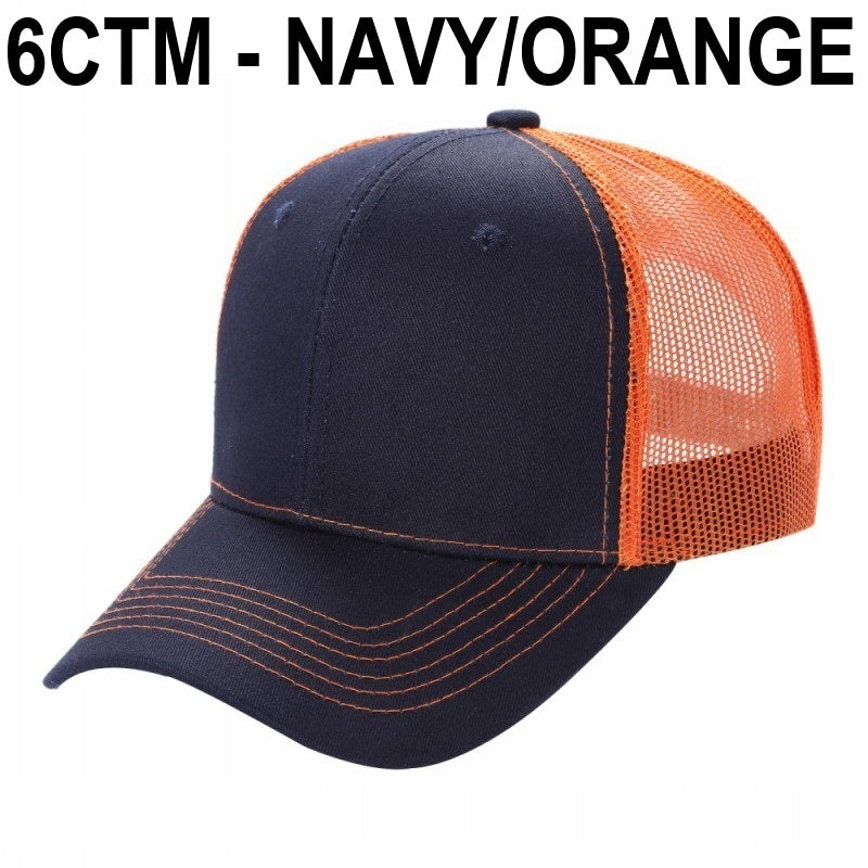 6CTM -SOLID 6 Panel Curve Trucker Mesh Hat