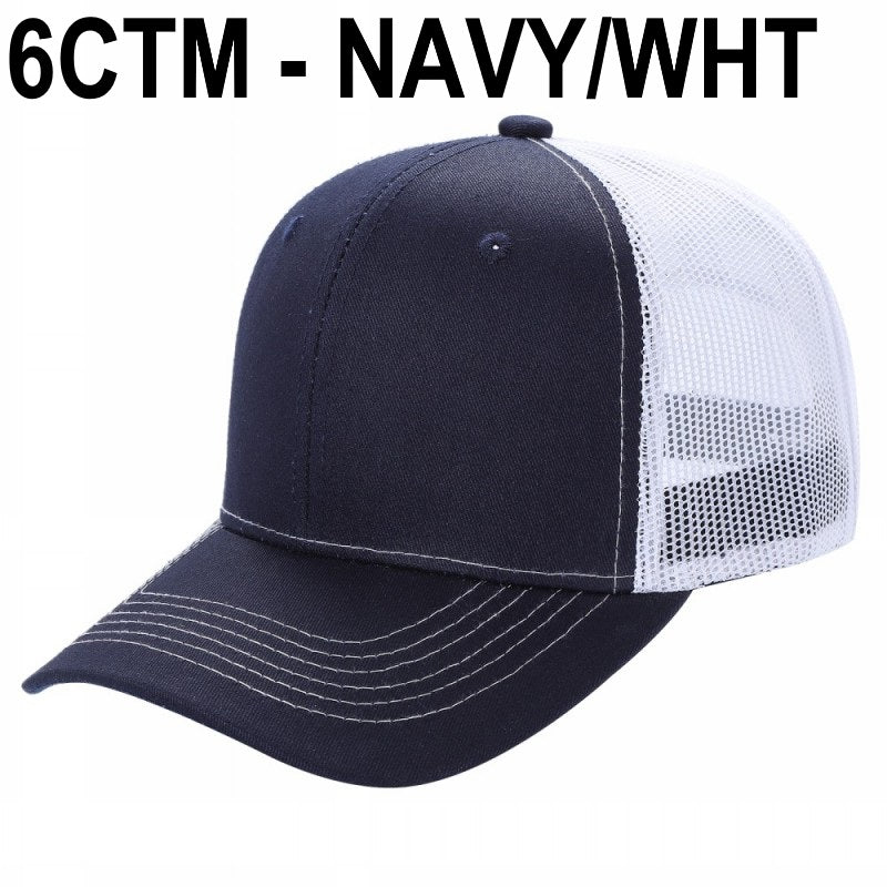 6CTM -SOLID 6 Panel Curve Trucker Mesh Hat