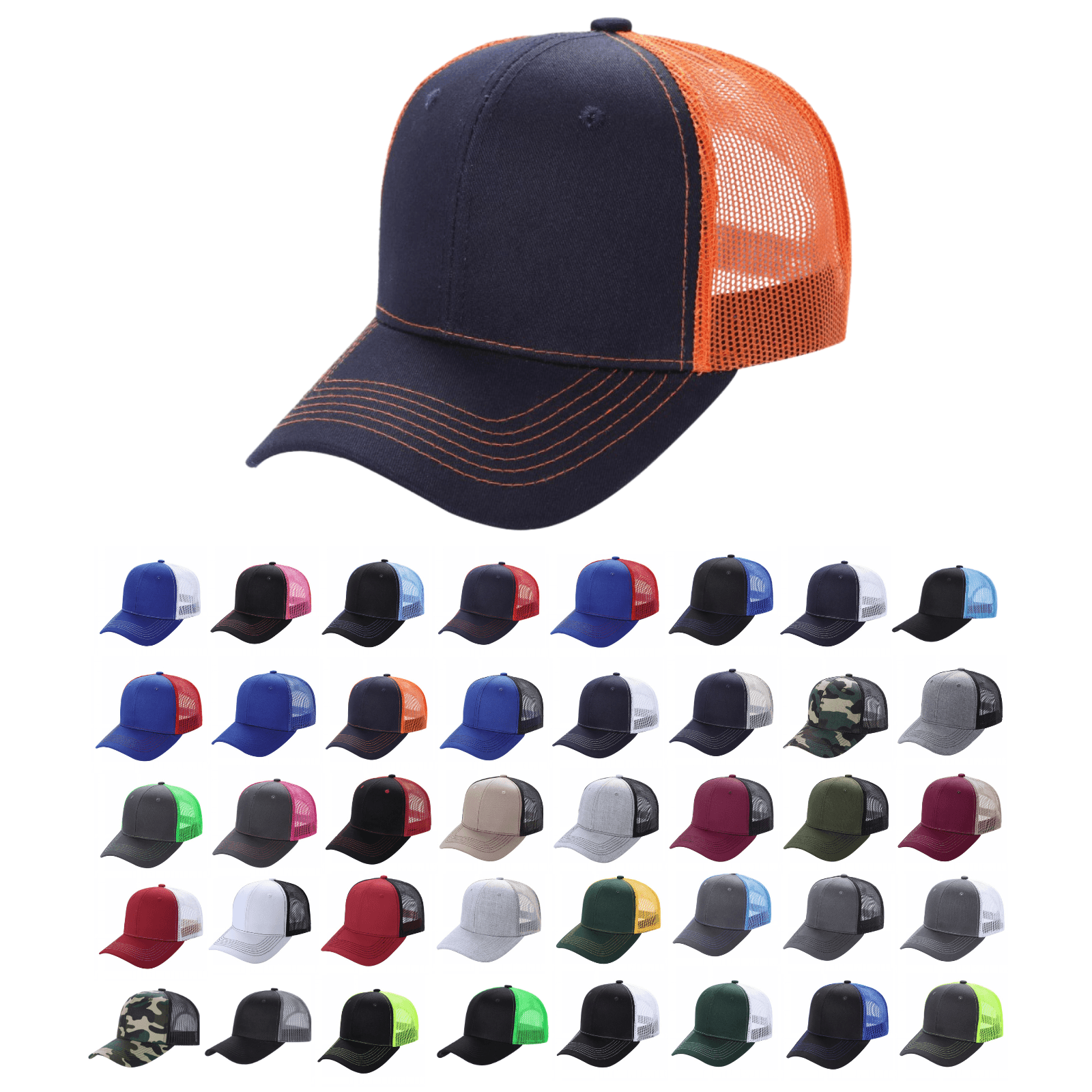 6CTM - 6 Panel Curve Trucker Mesh 2-Tone Hat