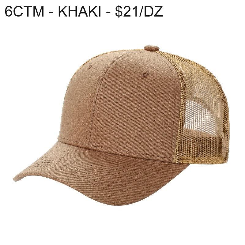 6CTM - 6 Panel Curve Trucker Mesh Solid Hat