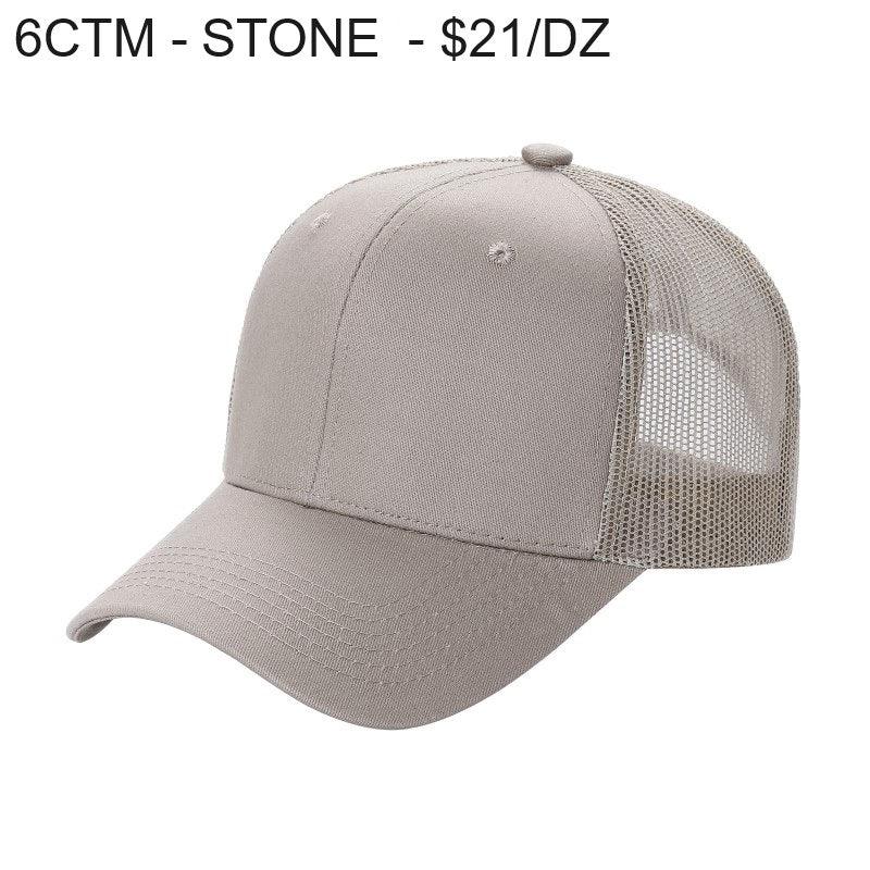 6CTM - 6 Panel Curve Trucker Mesh Solid Hat