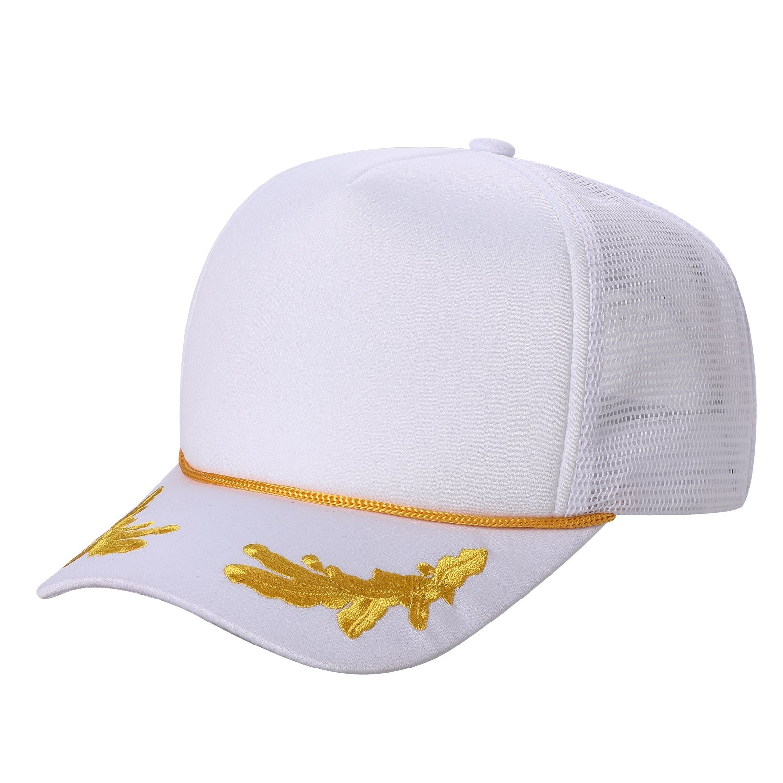 Sponge Foam-DZ-Trucker mesh 5Panel with Captain Embroidery on Bill (WH