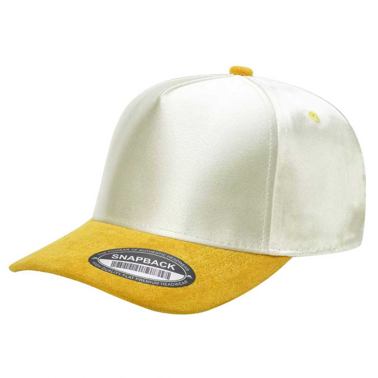 52>SATIN CROWN & SUEDE BILL 5PANEL SNAP BACK($3.75/PC) TCSTS