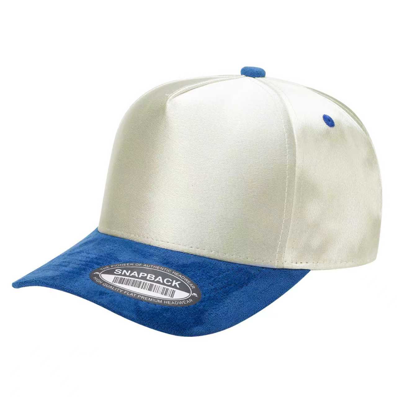52>SATIN CROWN & SUEDE BILL 5PANEL SNAP BACK($3.75/PC) TCSTS