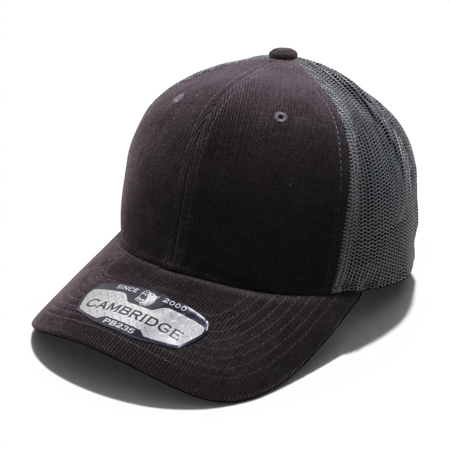 Charcoal PB235 6 panel corduroy mesh structured adjustable snapback blank cap for embroidery