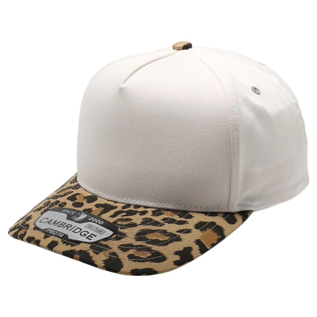 PB274L Leopard Bill Structured Snapback Cap Khaki