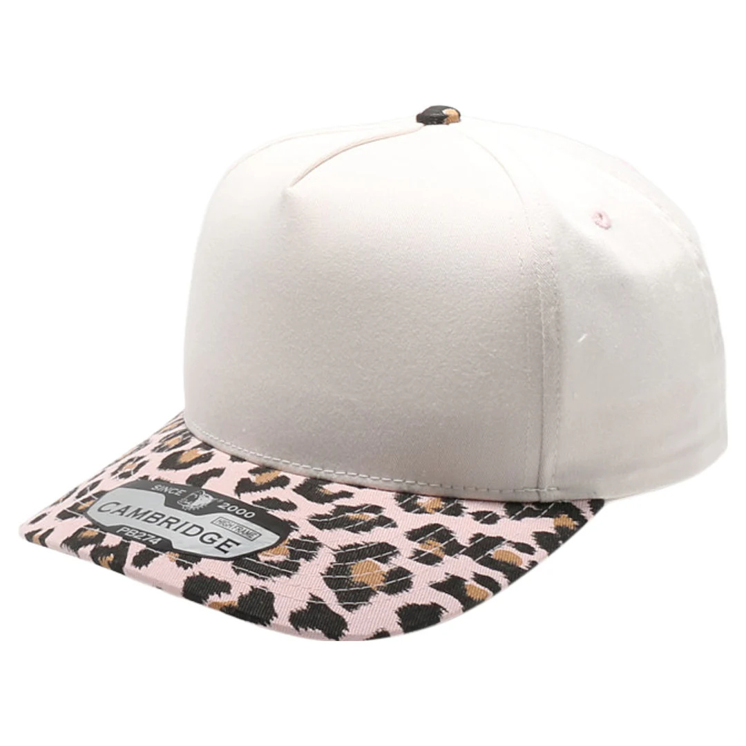 PB274L Leopard Bill Structured Snapback Cap Pink