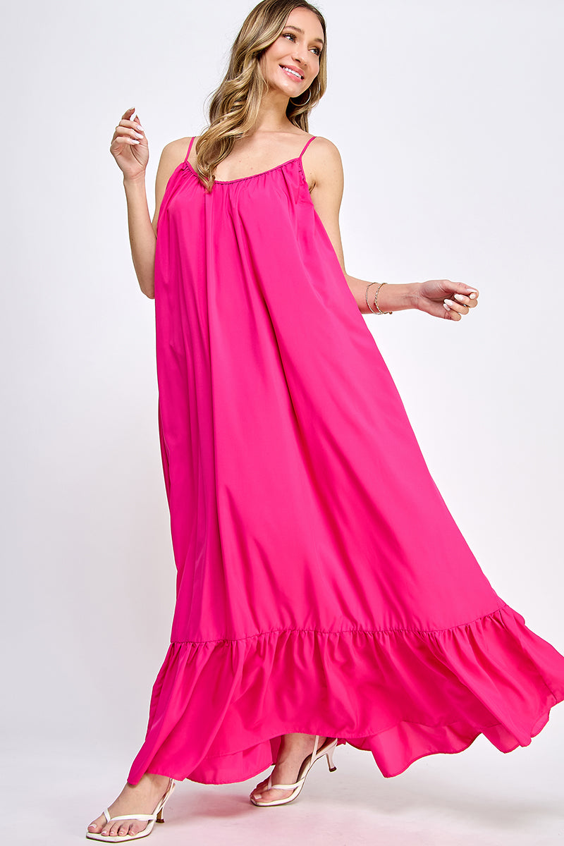 SD0142-1PC-WOVEN CAMI STRAPS SCOOP NECK MAXI DRESS-$18 (Display Sample)