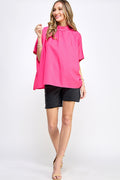ST0170 Boxy Style Mock Neck Woven Top | Burzip Inc #ST0170