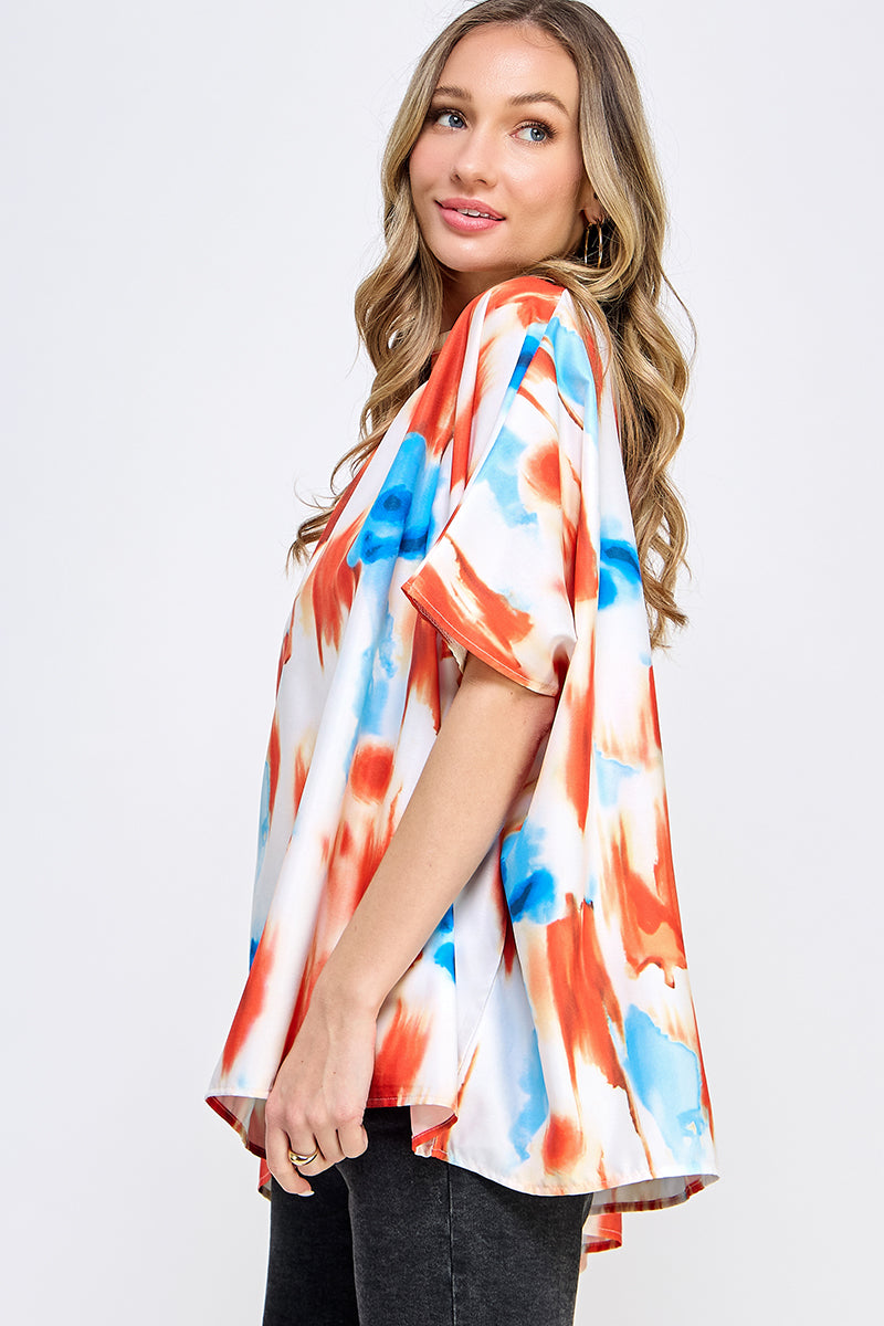 ST0170 Boxy Style Mock Neck Woven Top | Burzip Inc #ST0170