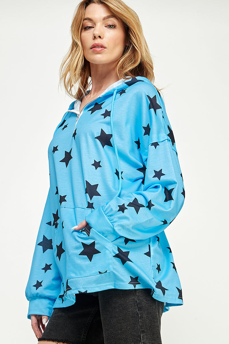 ST0181 Long Sleeve Zipper Hoodie Drawstring Top. | Burzip Inc #ST0181-LONG
